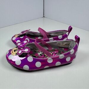 Disney‎ Baby Size 6 Minnie Mouse Purple Polka Dot Mary Jane Shoes Toddler Girl